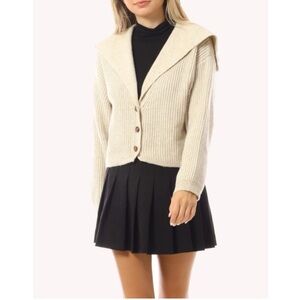 Women's Cream Sweater with Button Detail